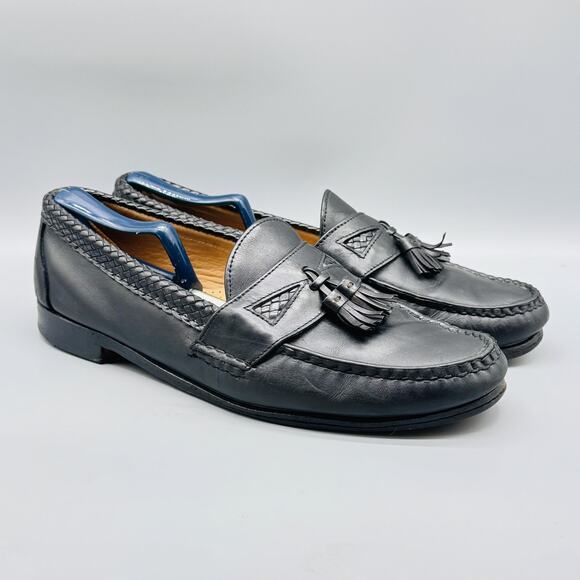 Allen Edmonds Shoes Mens 12 Black Leather Maxfield Kiltie Tassel Loafers Braided main image 9